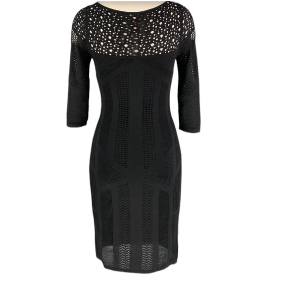 Catherine Malandrino Revolve Black Viscose Blend Textured Dress